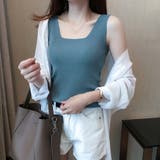 ブルー | タンクトップ スクエアネックサマーニット | Miniministore