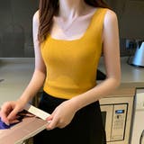オレンジイエロー | タンクトップ スクエアネックサマーニット | Miniministore