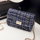 ブルー | チェーンショルダーバッグ ツイード風上品 | Miniministore