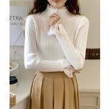 フリルニットトップス プチハイネック無地 | Miniministore | 詳細画像4 