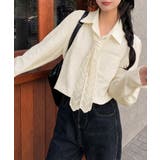 レースストール付きクレープシャツ 韓国風 | Miniministore | 詳細画像2 