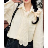レースストール付きクレープシャツ 韓国風 | Miniministore | 詳細画像3 