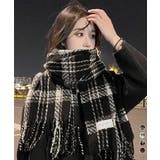 チェック柄ストール 大判フリンジマフラー | Miniministore | 詳細画像1
