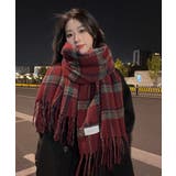 チェック柄ストール 大判フリンジマフラー | Miniministore | 詳細画像10
