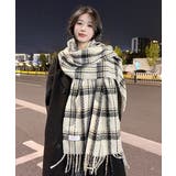 チェック柄ストール 大判フリンジマフラー | Miniministore | 詳細画像4