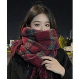 チェック柄ストール 大判フリンジマフラー | Miniministore | 詳細画像9