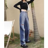 デニムワイドパンツ サイドダメージ韓国風 | Miniministore | 詳細画像5