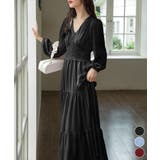 ティアードワンピースVネックロングワンピ | Miniministore | 詳細画像1