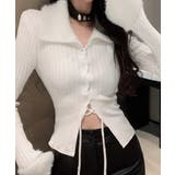 レースアップ リブニットトップス 着やせ | Miniministore | 詳細画像4 