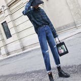 ロールアップ デニムパンツ レディース ダメージ ボーイフレンド デニム 美脚 | Miniministore | 詳細画像3