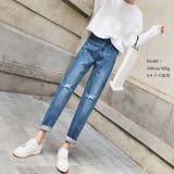 ロールアップ デニムパンツ レディース ダメージ ボーイフレンド デニム 美脚 | Miniministore | 詳細画像7