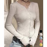 カラーネップヤーンニットカーディガン長袖 | Miniministore | 詳細画像1 