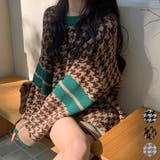 千鳥柄ニットトップス 秋冬長袖韓国ニット | Miniministore | 詳細画像1 