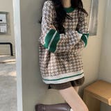 千鳥柄ニットトップス 秋冬長袖韓国ニット | Miniministore | 詳細画像10 