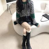 千鳥柄ニットトップス 秋冬長袖韓国ニット | Miniministore | 詳細画像14 