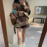 千鳥柄ニットトップス 秋冬長袖韓国ニット | Miniministore | 詳細画像8 