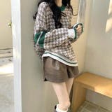 千鳥柄ニットトップス 秋冬長袖韓国ニット | Miniministore | 詳細画像9 