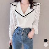 ブラウス レディース長袖ニットドッキング | Miniministore | 詳細画像1