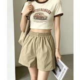 ベージュ | レディースきれいめショートパンツ ウエストゴム 楽ちんパンツ | SUNSHINE CLOSET
