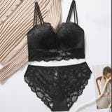 ブラック | 花柄刺しゅうレースランジェリー セクシー | Miniministore