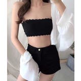 ブラック | カップ付きインナー ズレ落ちない レースチューブトップ | SUNSHINE CLOSET