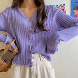 パープル | ウェーブニットカーディガン レディース | Miniministore