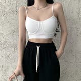 ホワイト | リブキャミソールパッド付き レディース | Miniministore
