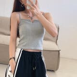 ライトグレー | vネックリブキャミソール 夏 レディース | Miniministore
