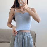 薄ブルー | vネックリブキャミソール 夏 レディース | Miniministore