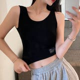 ブラック | カップ付き リブタンクトップ レディース | Miniministore