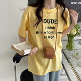 イエロー | 英字ロゴプリント半袖Tシャツスリット入り | Miniministore