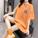 オレンジ | プリントTシャツ チュニックロンt 半袖 | Miniministore