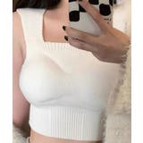 ホワイト | ショート丈 カップ付きニットタンクトップ | ANGELCLOSET
