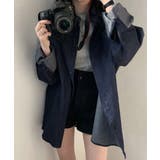 ネイビー | ビッグデニムシャツレディース重ね着お洒落 | Miniministore