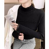 ブラック | ハイネックニットトップスフリルニットソー | Miniministore