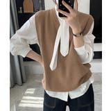 ダークベージュ | ニットベスト レディースチョッキ 重ね着 | Miniministore