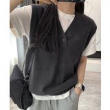 チャコールグレー | ニットベスト レディースチョッキ 重ね着 | Miniministore