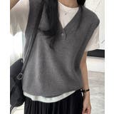グレー | ニットベスト レディースチョッキ 重ね着 | Miniministore