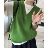 グリーン | ニットベスト レディースチョッキ 重ね着 | Miniministore