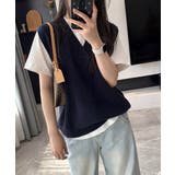 ネイビー | ニットベスト レディースチョッキ 重ね着 | Miniministore