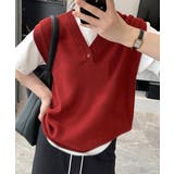 ワインレッド | ニットベスト レディースチョッキ 重ね着 | Miniministore