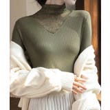 カーキ | レースカットソー切り替えインナートップス | ANGELCLOSET