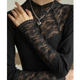 ブラック | レースカットソー切り替えインナートップス | ANGELCLOSET