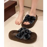 チャコールグレー | ファーサンダル 厚底韓国風ファースリッパ | SUNSHINE CLOSET