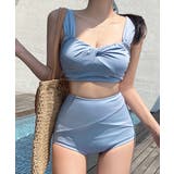 ライトブルー | ツイストタンキニ レディース水着 可愛い | Miniministore