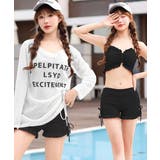 ブラック×ホワイト | レディース水着三点セット 体型カバー水着 | Miniministore