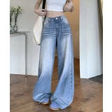 ウォッシュ加工デニムパンツ ワイドデニム | Miniministore | 詳細画像1