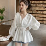 ボリューム袖 シャツブラウス Vネック | Miniministore | 詳細画像7