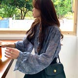 襟フリル シースルー 花柄ブラウス 女性 | Miniministore | 詳細画像5 