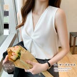 ギャザーブラウスVネックレディースシャツ オフィスカジュアル | Miniministore | 詳細画像1